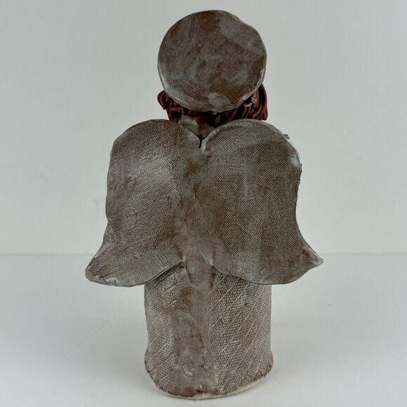 vintage clay pottery candle tealight holder angel choir folkart sculpture figure - Picture 10 of 15